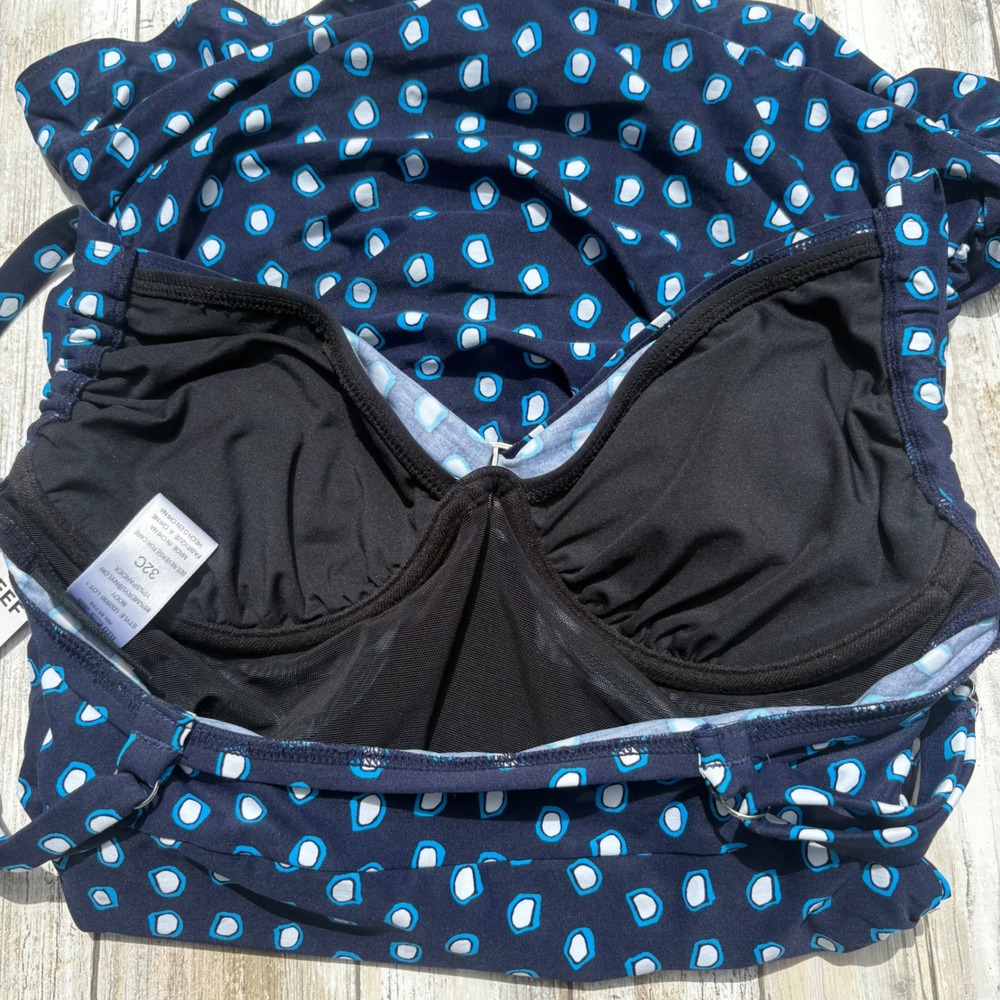 Coco‎ Reef Swimdress 32C Navy Blue NWT Ruched Underwire Ruffle Swimsuit Slimming - Picture 10 of 14